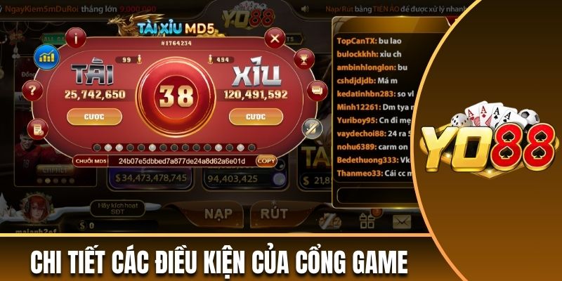 Chi tiết các điều kiện của cổng game