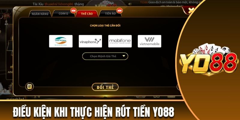 Điều kiện khi thực hiện rút tiền Yo88