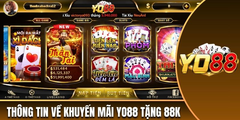 Thông tin về khuyến mãi Yo88 tặng 88k